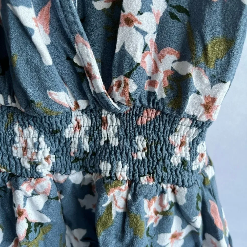 Mustard Seed Blue Floral Tunic Top